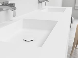 Lavabos de diseño a Medida en Corian® 2 Senos SQUARE, BañosAutor BañosAutor Phòng tắm phong cách hiện đại