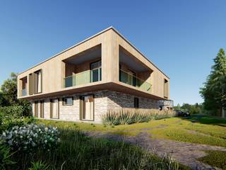 Загородный дом в стиле современного шале, Design3s Design3s Rumah teras Kayu Wood effect