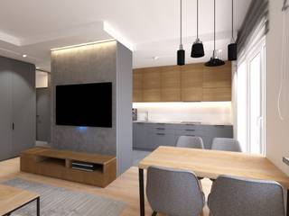 Projekt mieszkania w stylu nowoczesnym , OKFORM Projektowanie wnętrz OKFORM Projektowanie wnętrz Ruang Keluarga Modern Beton