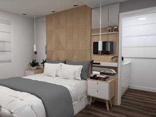 Projeto de quartos, Jr Arquitetura + interiores Jr Arquitetura + interiores Dormitorios de estilo moderno Tablero DM