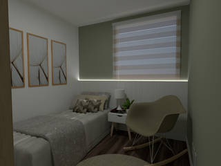 Projeto de quartos, Jr Arquitetura + interiores Jr Arquitetura + interiores Dormitorios de estilo moderno Tablero DM