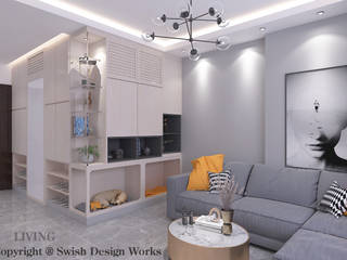 4-room BTO flat, Swish Design Works Swish Design Works 모던스타일 거실 합판