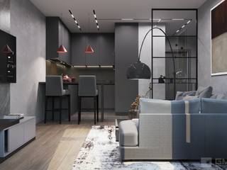 Дизайн квартиры в ЖК Headliner Хедлайнер, GM-interior GM-interior Minimalist kitchen Grey