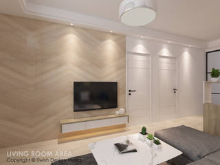 Ang Mo Kio Ave 3, Swish Design Works Swish Design Works Modern Living Room Plywood Wood effect