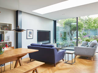 Hertford Avenue_Londres UK_Vivienda Unifamiliar, L+ARCHITECTS L+ARCHITECTS Salones de estilo moderno