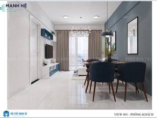 THIẾT KẾ NỘI THẤT CĂN HỘ CAO CẤP SAIGON ROYAL 54M2 - 2 PHÒNG NGỦ (CHỊ TÂM - QUẬN 4), Công ty Cổ Phần Nội Thất Mạnh Hệ Công ty Cổ Phần Nội Thất Mạnh Hệ Phòng khách