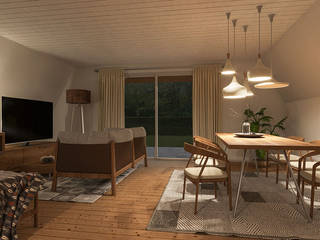 Casa - interno – Svizzera, KRISZTINA HAROSI - ARCHITECTURAL RENDERING KRISZTINA HAROSI - ARCHITECTURAL RENDERING Modern living room