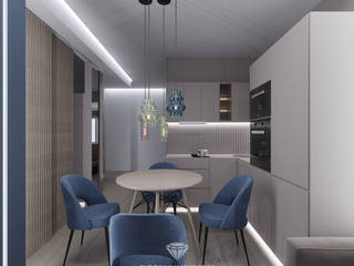 Дизайн маленькой квартиры для семьи с ребенком, Студия интерьеров «Мария Грин Дизайн» Студия интерьеров «Мария Грин Дизайн» ห้องครัว