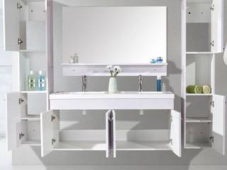 Mobile da bagno arredo moderno con doppio lavabo 120 cm bianco o nero, Bagno Italia Bagno Italia Ванна кімната MDF