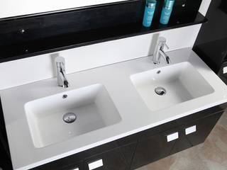 Mobile da bagno arredo moderno con doppio lavabo 120 cm bianco o nero, Bagno Italia Bagno Italia Ванна кімната MDF