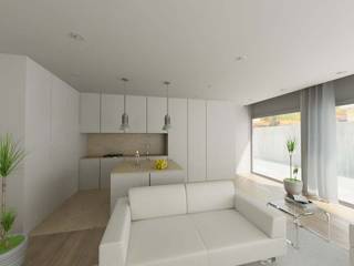 Moradia Unifamiliar Picalhos, Sta Maria Feira, rem-studio rem-studio Built-in kitchens Concrete White