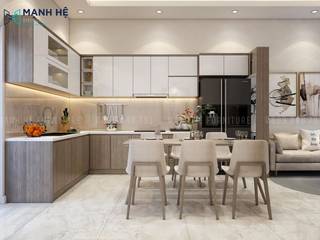 THIẾT KẾ NỘI THẤT CĂN HỘ CHUNG CƯ GALAXY 9 50M2 - 1 PHÒNG NGỦ (ANH VINH, Q.4), Công ty Cổ Phần Nội Thất Mạnh Hệ Công ty Cổ Phần Nội Thất Mạnh Hệ Comedores de estilo moderno