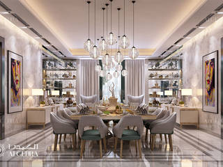 Contemporary Deluxe Villa Interior Design in Dubai, Algedra Interior Design Algedra Interior Design Sala da pranzo moderna