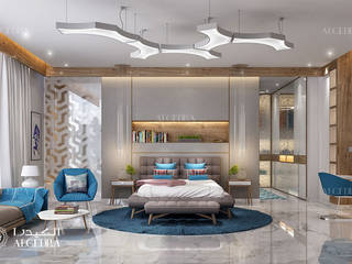 Contemporary Deluxe Villa Interior Design in Dubai, Algedra Interior Design Algedra Interior Design モダンスタイルの寝室