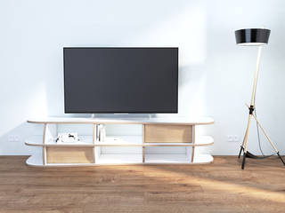 TV stand, form.bar form.bar モダンデザインの リビング エンジニアリングウッド 透明