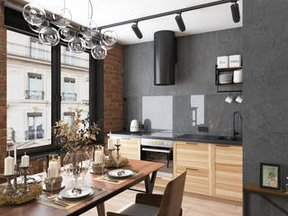 Лофт апартаменты ЖК Елагин Апарт, LEHOVA DESIGN LEHOVA DESIGN Small kitchens