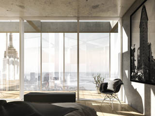 1606 - Apartment M - Reforma, Diseño y Decoración - New York, HOA Architecture and Design HOA Architecture and Design ミニマルスタイルの 寝室