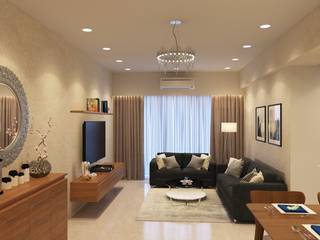 2bhk Residential Sample Flat, Ask Design and Build Ask Design and Build غرفة المعيشة