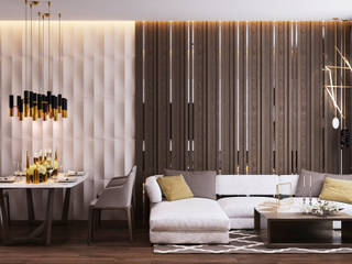 Апартаменты холостяка , ROKHA interiors ROKHA interiors ห้องนั่งเล่น ไม้เอนจิเนียร์ Transparent