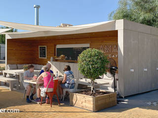 Arquitectura modular | Amara Café | Marbella, NavarrOlivier NavarrOlivier Powierzchnie handlowe Drewno O efekcie drewna