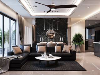 Phong cách hiện đại trong thiết kế nội thất căn hộ Palm Height, ICON INTERIOR ICON INTERIOR Modern Living Room