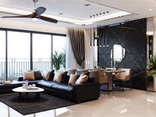 Phong cách hiện đại trong thiết kế nội thất căn hộ Palm Height, ICON INTERIOR ICON INTERIOR Salas de estilo moderno