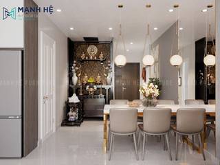 THIẾT KẾ NỘI THẤT CĂN HỘ CHUNG CƯ SAIGON PEARL 62M2 - 2 PHÒNG NGỦ (CHỊ NHƯ - BÌNH THẠNH), Công ty Cổ Phần Nội Thất Mạnh Hệ Công ty Cổ Phần Nội Thất Mạnh Hệ Modern dining room