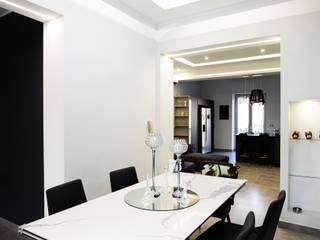 Arredamento moderno, area Living e sala pranzo casa privata Napoli, Meka Arredamenti Meka Arredamenti Ruang Makan Modern Tembikar