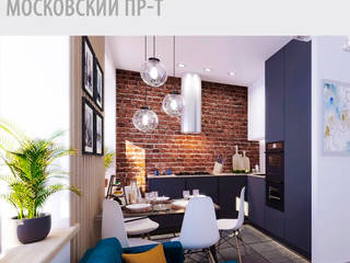 Квартира на Московском проспекте , Locos Locos Phòng khách phong cách công nghiệp Gạch