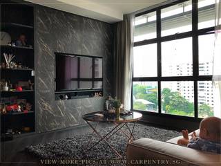 Modern Luxury @ Joshua's House, Singapore Carpentry Interior Design Pte Ltd Singapore Carpentry Interior Design Pte Ltd Industrial style living room Marble Black