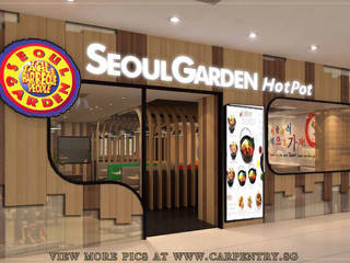 Rustic Meets Modern - Seoul Garden Restaurant Project, Singapore Carpentry Interior Design Pte Ltd Singapore Carpentry Interior Design Pte Ltd Asian style exhibition centres Wood Wood effect
