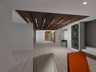 Projeto 3D para showroom de cozinhas, 7eva design - Arquitectura e Interiores 7eva design - Arquitectura e Interiores 現代風玄關、走廊與階梯