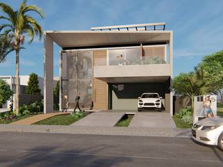 Projeto alto luxo casas Alphaville Barra da Tijuca, FLAVIA CAMPOS INTERIORES /FCPR construções FLAVIA CAMPOS INTERIORES /FCPR construções บ้านระเบียง