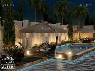 Luxury villa garden design with outside lounge, Algedra Interior Design Algedra Interior Design Garden Pool