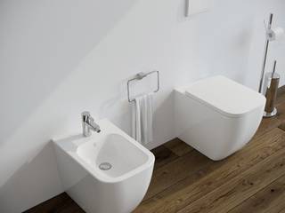 Bidet e Vaso WC filo muro in ceramica completo di sedile softclose modello Legend, MarinelliGroup MarinelliGroup Modern bathroom Ceramic