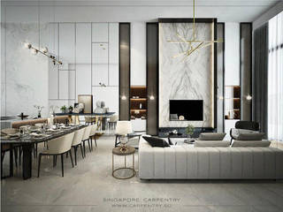 Sophisticated Comfort @ Lentor Terrace, Singapore Carpentry Interior Design Pte Ltd Singapore Carpentry Interior Design Pte Ltd Modern living room Marble Grey