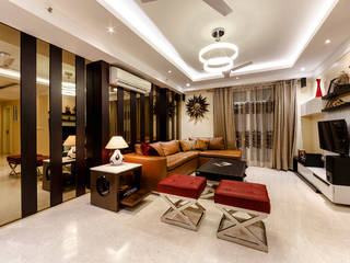 INTERIORS AT DLF PARK PLACE – PARK HEIGHTS, Studio a+i Studio a+i ミニマルデザインの リビング