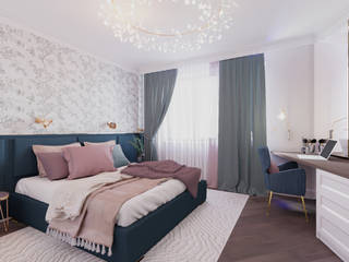 Дизайн интерьера квартиры 105 м2, ООО "ПоинтПро Архитектс" ООО 'ПоинтПро Архитектс' Modern style bedroom