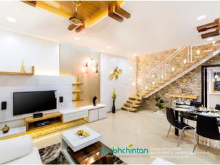ROW HOUSE PROJECT, Shubhchintan Design possibilities Shubhchintan Design possibilities Modern living room ایلومینیم / زنک