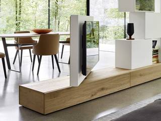 Livitalia Roto Lowboard Raumteiler mit drehbarem TV Paneel, Livarea Livarea Modern Living Room Chipboard Wood effect