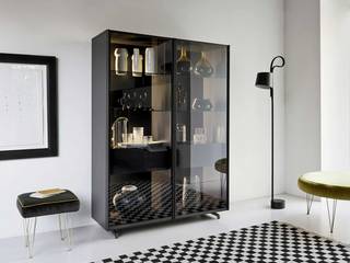 Livitalia Scrigno Glasvitrine, Livarea Livarea Modern Living Room Chipboard Black