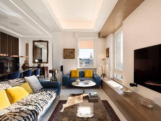 CASA C&C, Andrea Orioli Andrea Orioli Modern living room Wood White