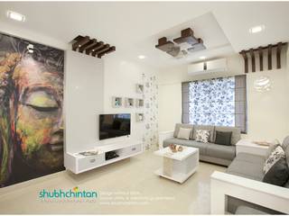 2 bhk flat project, Shubhchintan Design possibilities Shubhchintan Design possibilities Modern living room پلائیووڈ