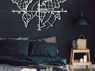 WORLD MAP COMPASS , BYSTAG BYSTAG Interior landscaping Kim loại White
