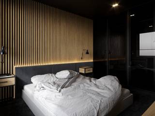 Projekt mieszkania 86m2 , Ale design Grzegorz Grzywacz Ale design Grzegorz Grzywacz Modern style bedroom Wood Black