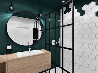 Łazienka heksagony , Wkwadrat Architekt Wnętrz Toruń Wkwadrat Architekt Wnętrz Toruń Industrial style bathrooms Tiles