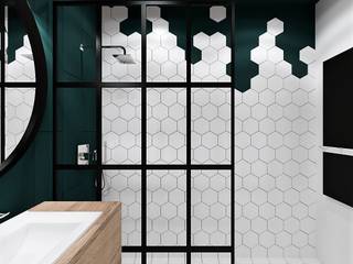 Łazienka heksagony , Wkwadrat Architekt Wnętrz Toruń Wkwadrat Architekt Wnętrz Toruń Industrial style bathroom Tiles