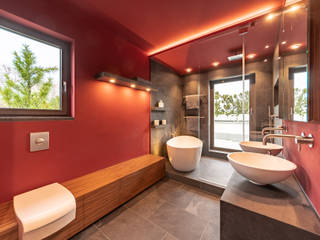 Red With Slate, Vivante Vivante Modern Bathroom Red