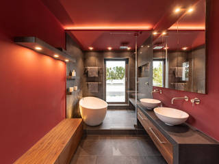 Red With Slate, Vivante Vivante Modern Bathroom Red