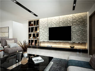 Luxury Feature Walls, Singapore Carpentry Interior Design Pte Ltd Singapore Carpentry Interior Design Pte Ltd Modern living room Marble Metallic/Silver